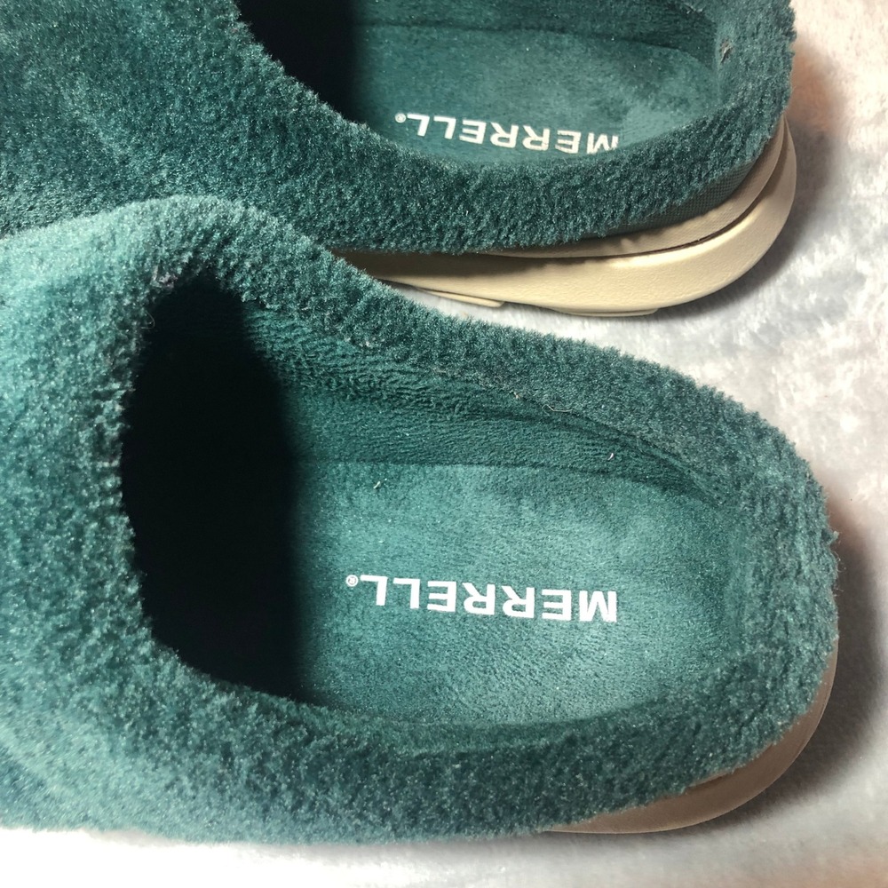 Merrell Hut Moc 2 Cozy Slides Womens 8 Hunter Green Fleece Slip On Mules Shoes - Picture 7 of 16